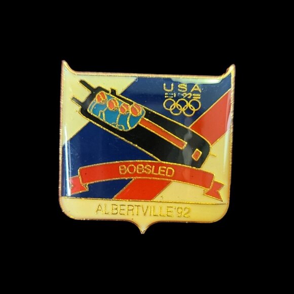 Mix Lot (8) USA 1992 Albertville Pins Lapel Hat‎ WINTER Olympics Pinback Vintage - Picture 12 of 13